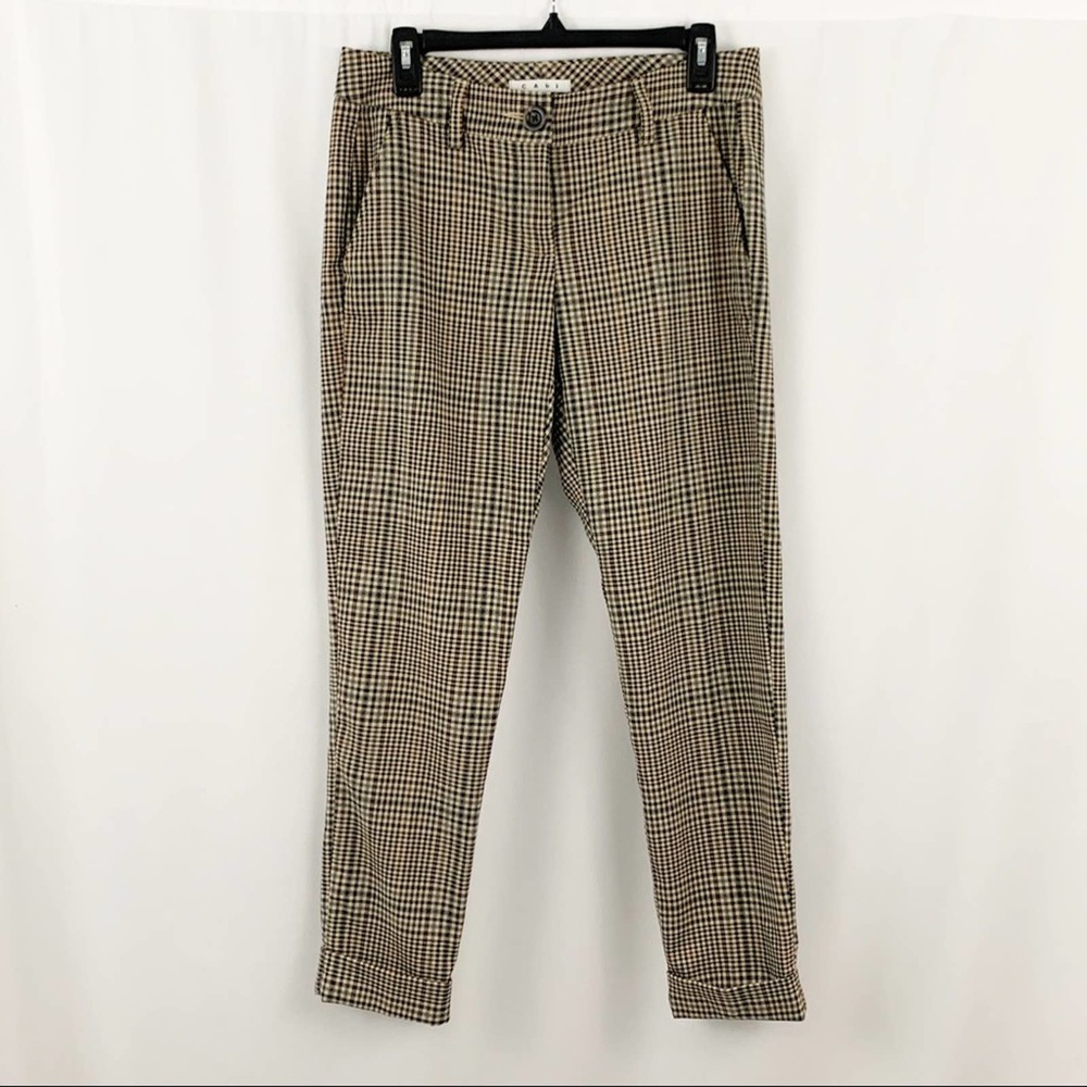 CAbi Brown Plaid Hatter Cropped Cuffed Pants 4